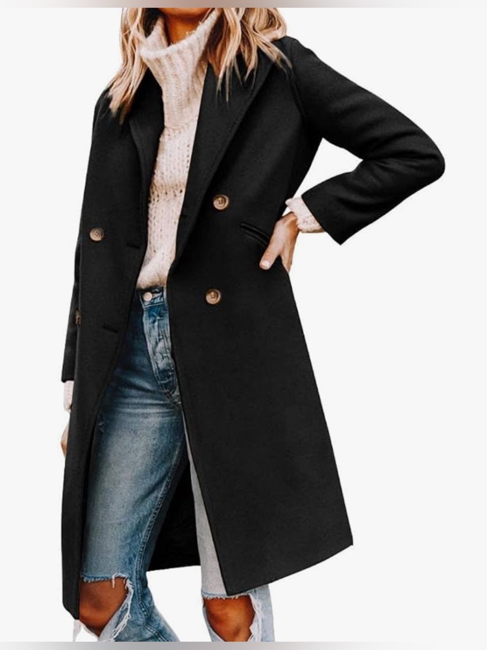Black wool pea coat size small like new condition